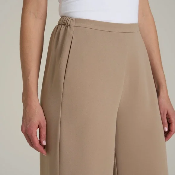 American Tall Pull-On Crepe Ultra Wide Pants for tall women in Dark Sand Size XL - Picture 2 of 3